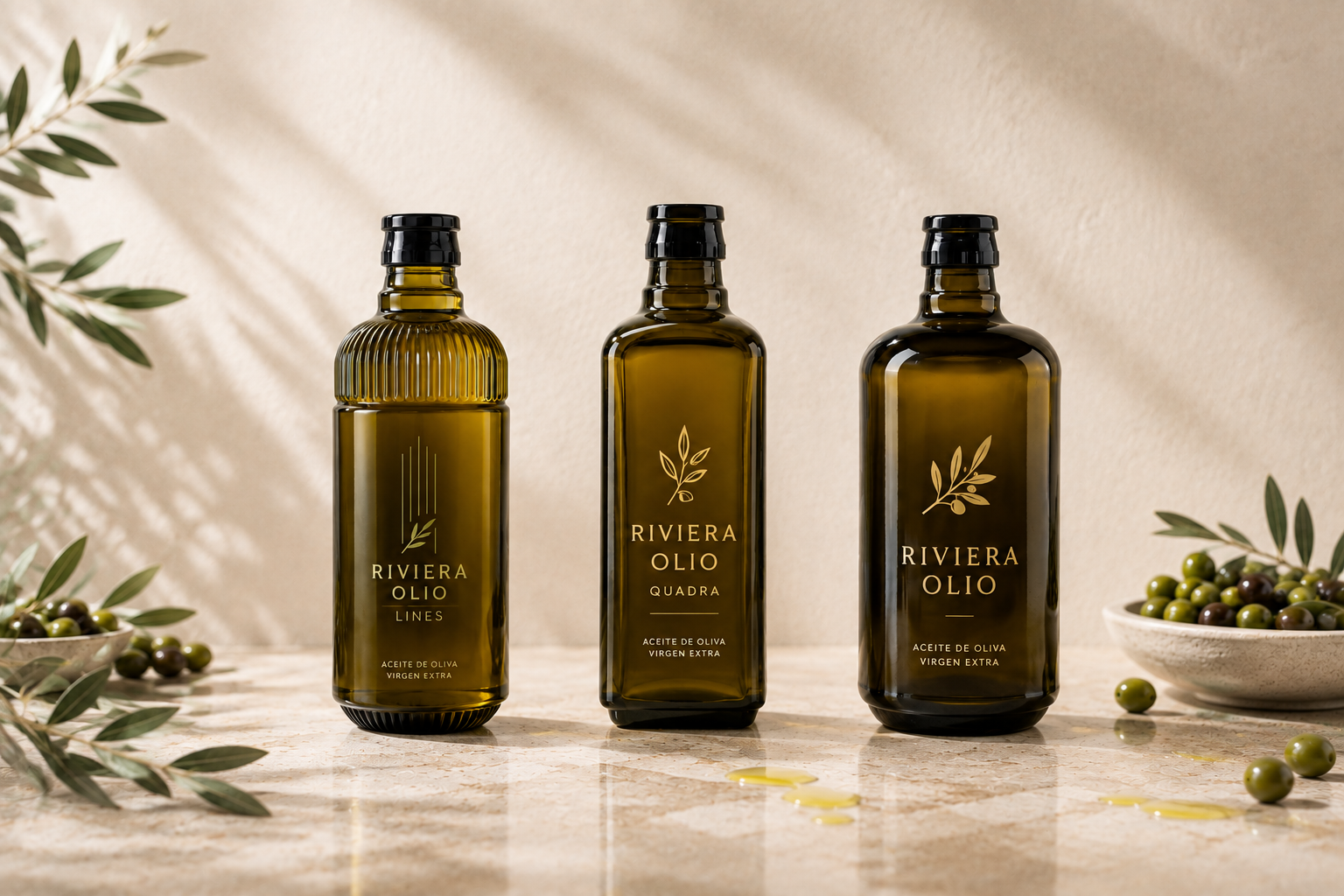 Botellas para aceite de oliva premium: la familia Riviera Olio
